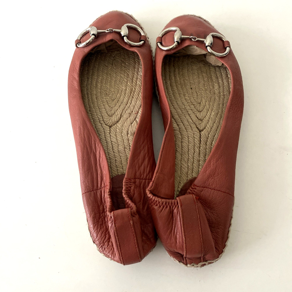 Gucci Horsebit Leather Espadrille Flat Silver-tone Buckle Round toe Slip On 39 - Picture 8 of 11